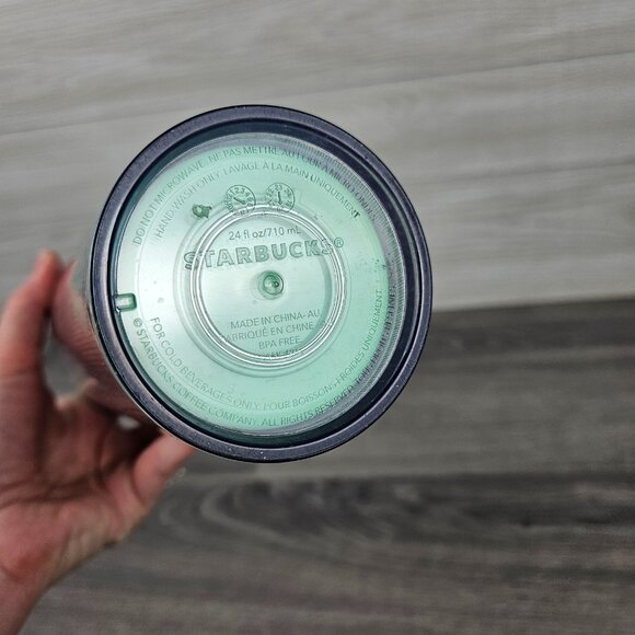 Starbucks Christmas Cold Travel Cup 24 floz Tumbler Straw Glitter Insulated Tree - Picture 5 of 7